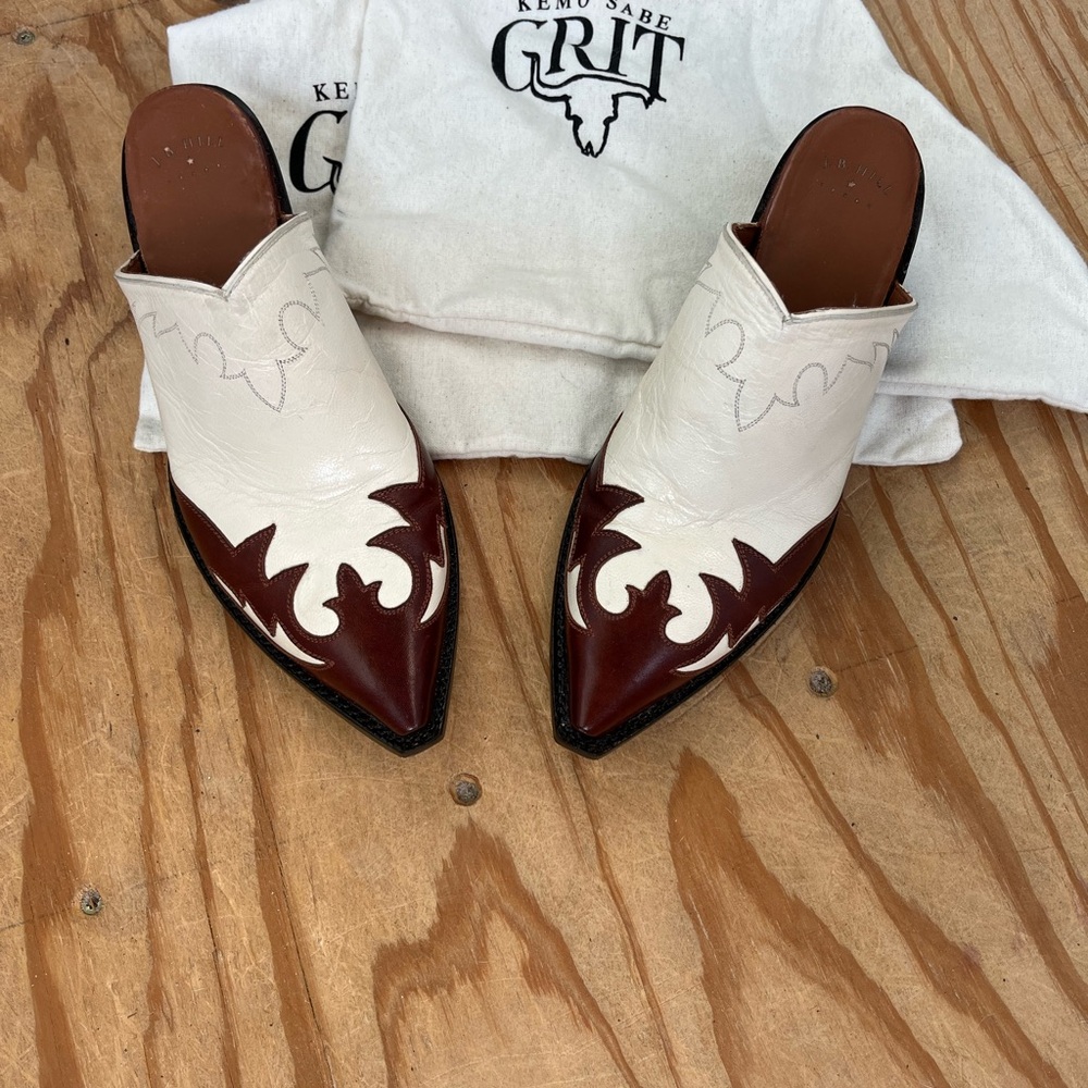 Women's Western Mules - Cream and Brown